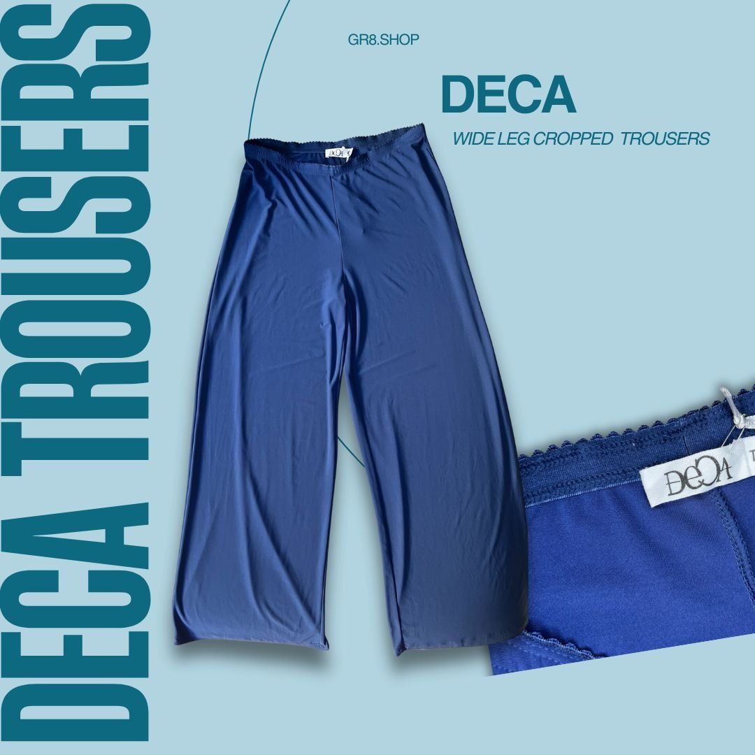 Other Deca Wide Leg Cropped Trousers T.3 Elastic Waist Comfortable Size 33" - 1 Thumbnail