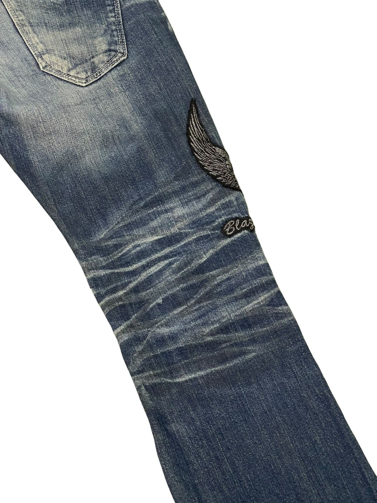 Japanese Brand Flare Jeans Army of No Faded Distress Low Rise Boot Cut 8🟦8 Size US 30 / EU 46 - 18 Thumbnail