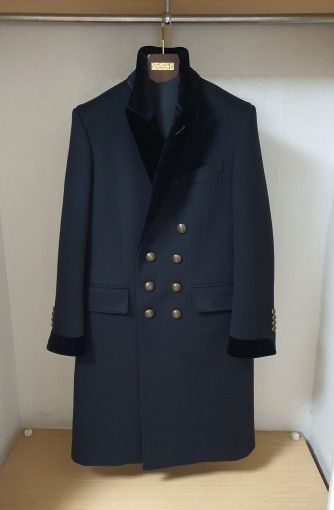Tom Ford o1sm1stk0824 Velvet Collar Wool Cashmere Double Coat Size US M / EU 48-50 / 2 - 1 Thumbnail