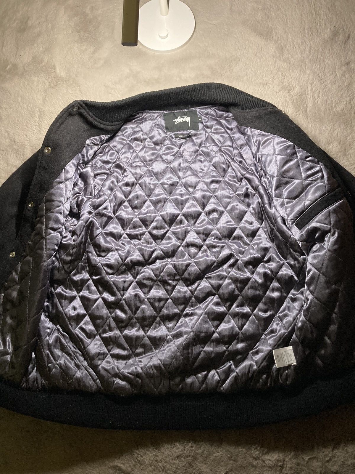 Stussy × Vintage ⛩️Stüssy Varsity Wool Bomber Jacket M y2k baggy rare big logo Size US M / EU 48-50 / 2 - 5 Thumbnail