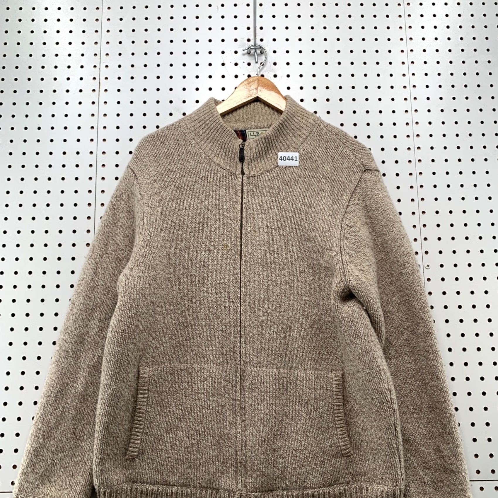 Vintage LL Bean Lambswool Knit Zip Jacket Mens Large Brown Flannel Lined Bomber Jacket 21x27.5 Size US L / EU 52-54 / 3 - 4 Thumbnail
