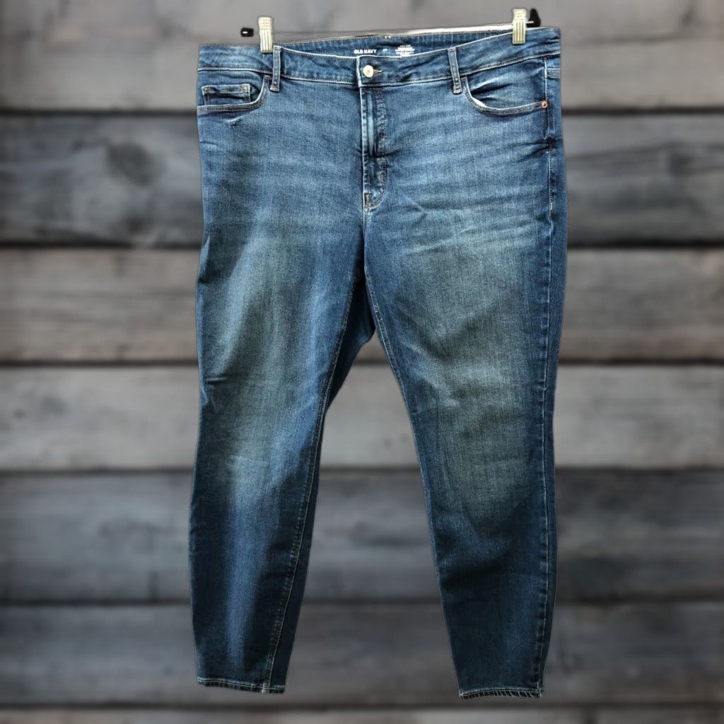 Old Navy Old Navy Jeans Womens 20 Blue Stretch High Rise Rockstar Super Skinny Size 42" / US 20 - 1 Thumbnail