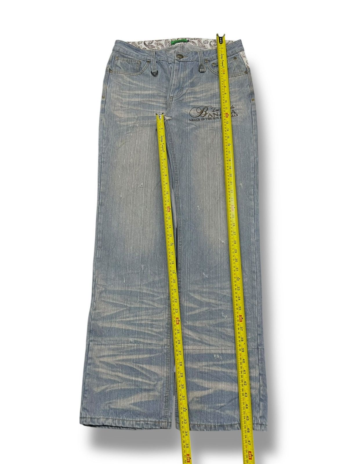 Japanese Brand Baggy Vintage 00s Banana Seven Paisley Retro Streatwear Size US 35 - 16 Thumbnail