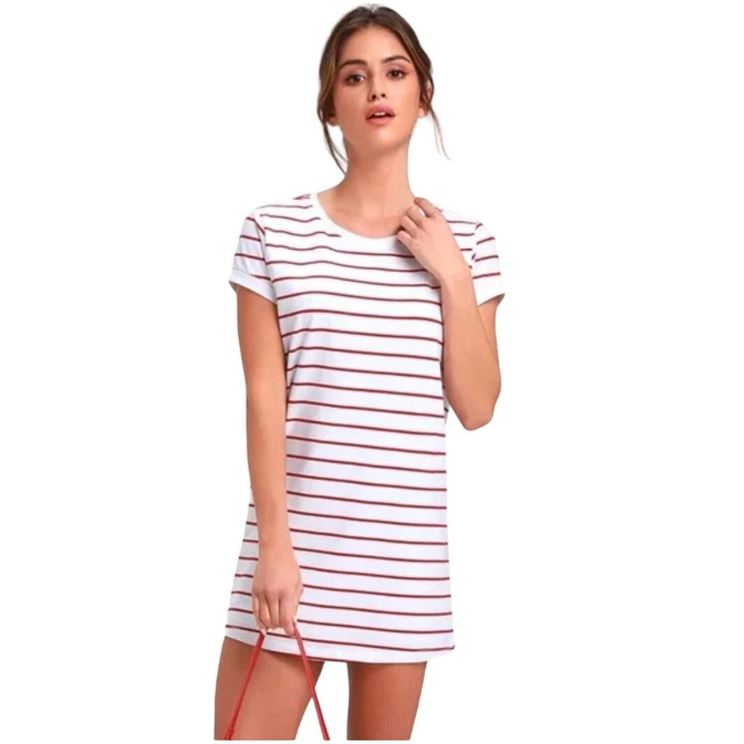 Other Lulus Cafe Society Short Sleeve Striped Shirt Dress Large Size L / US 10 / IT 46 - 1 Thumbnail