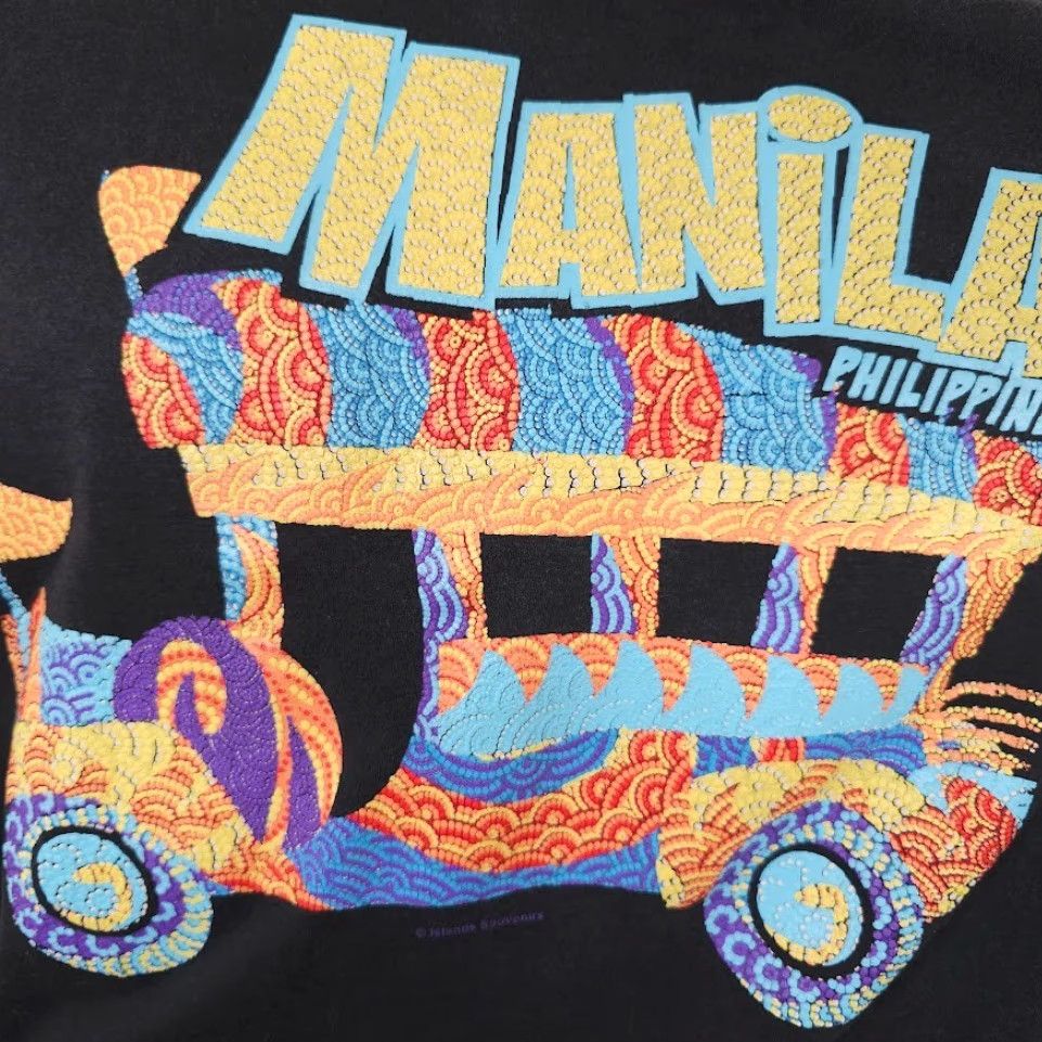 Vintage VINTAGE3 Manila Philippines T Shirt Mens Size XL Black Jeepney Travel Destination Tee Size US XL / EU 56 / 4 - 3 Thumbnail