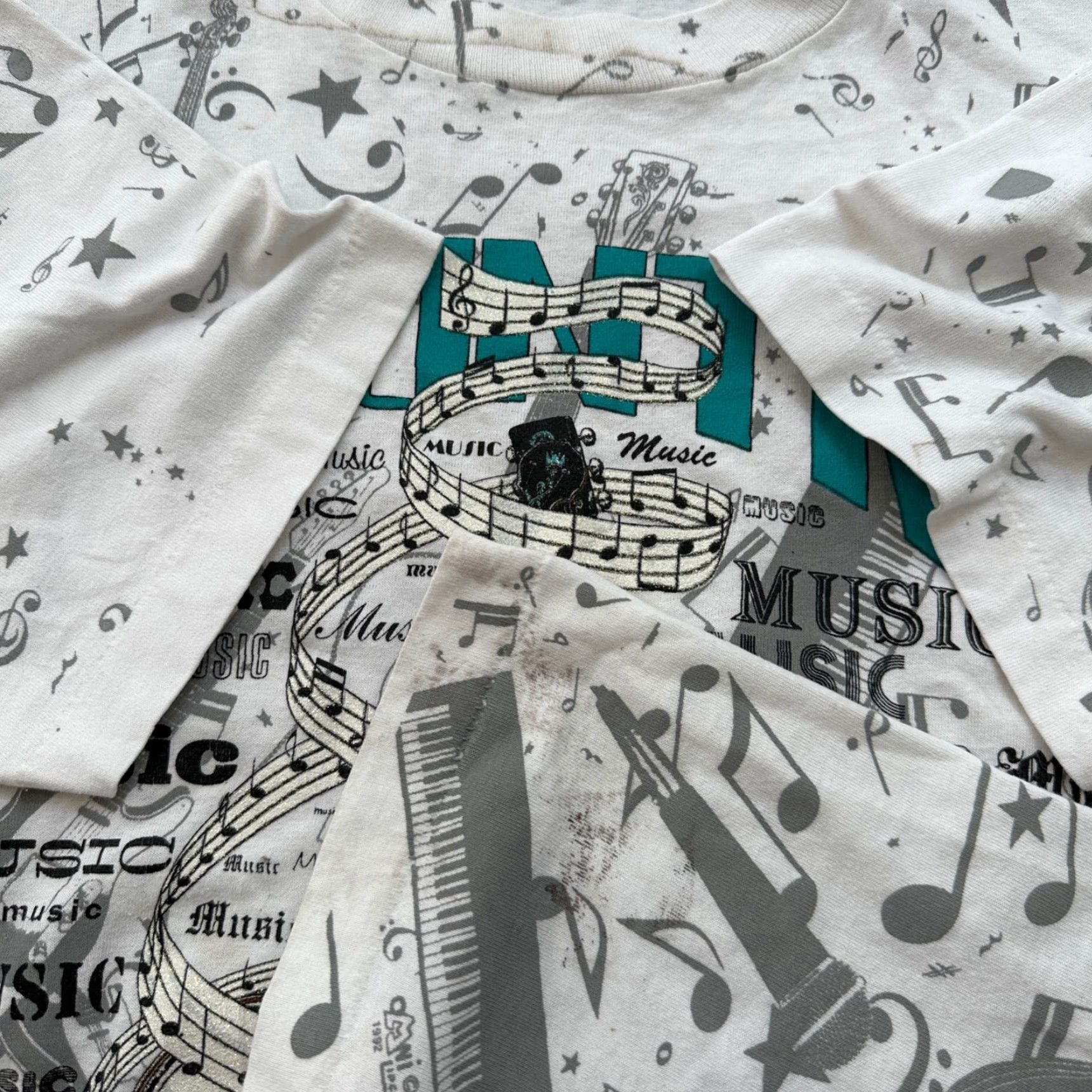 Vintage VINTAGE Country Music Missouri Branson T Shirt 90s AOP Gibson Guitar Martin Screen Stars White Men's M Crew Neck Short Sleeve Graphic Print Size US M / EU 48-50 / 2 - 5 Thumbnail