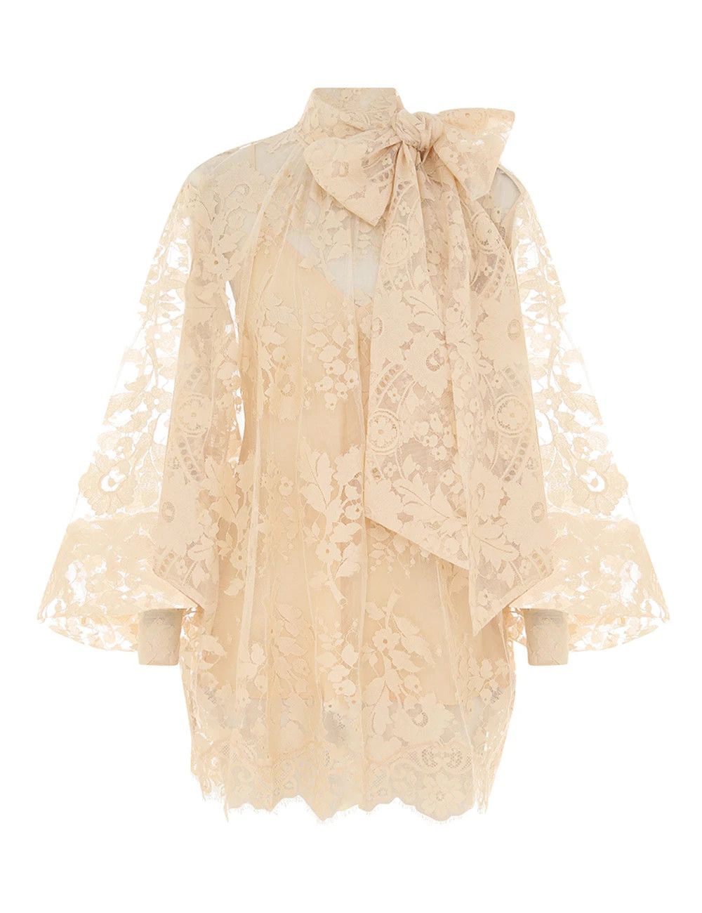 oc11z0725 Illustration Lace Blouse in Beige