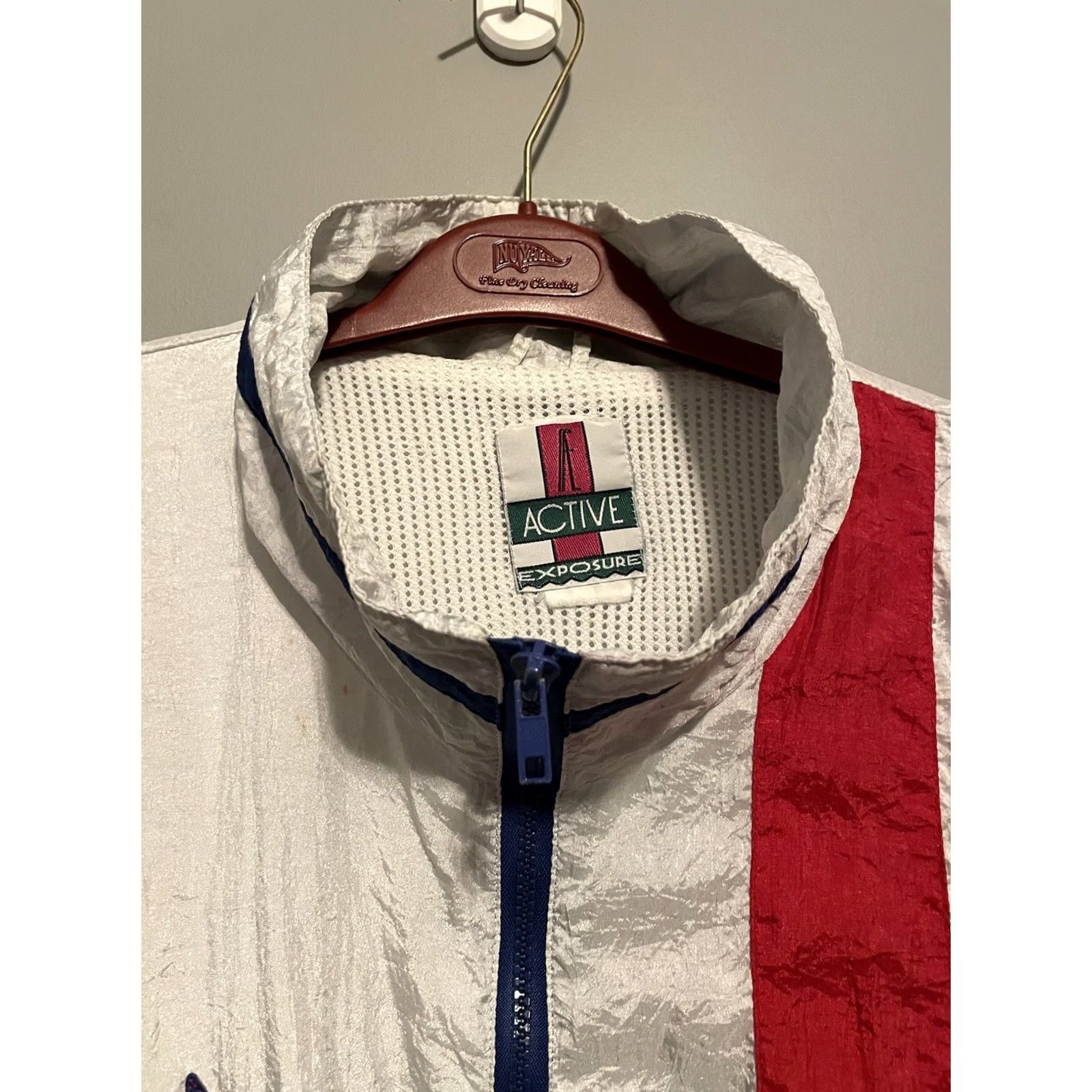 Vintage VINTAGE Active Exposure Jacket Windbreaker Blue Red White Flag Mens L 90s Size US L / EU 52-54 / 3 - 2 Thumbnail
