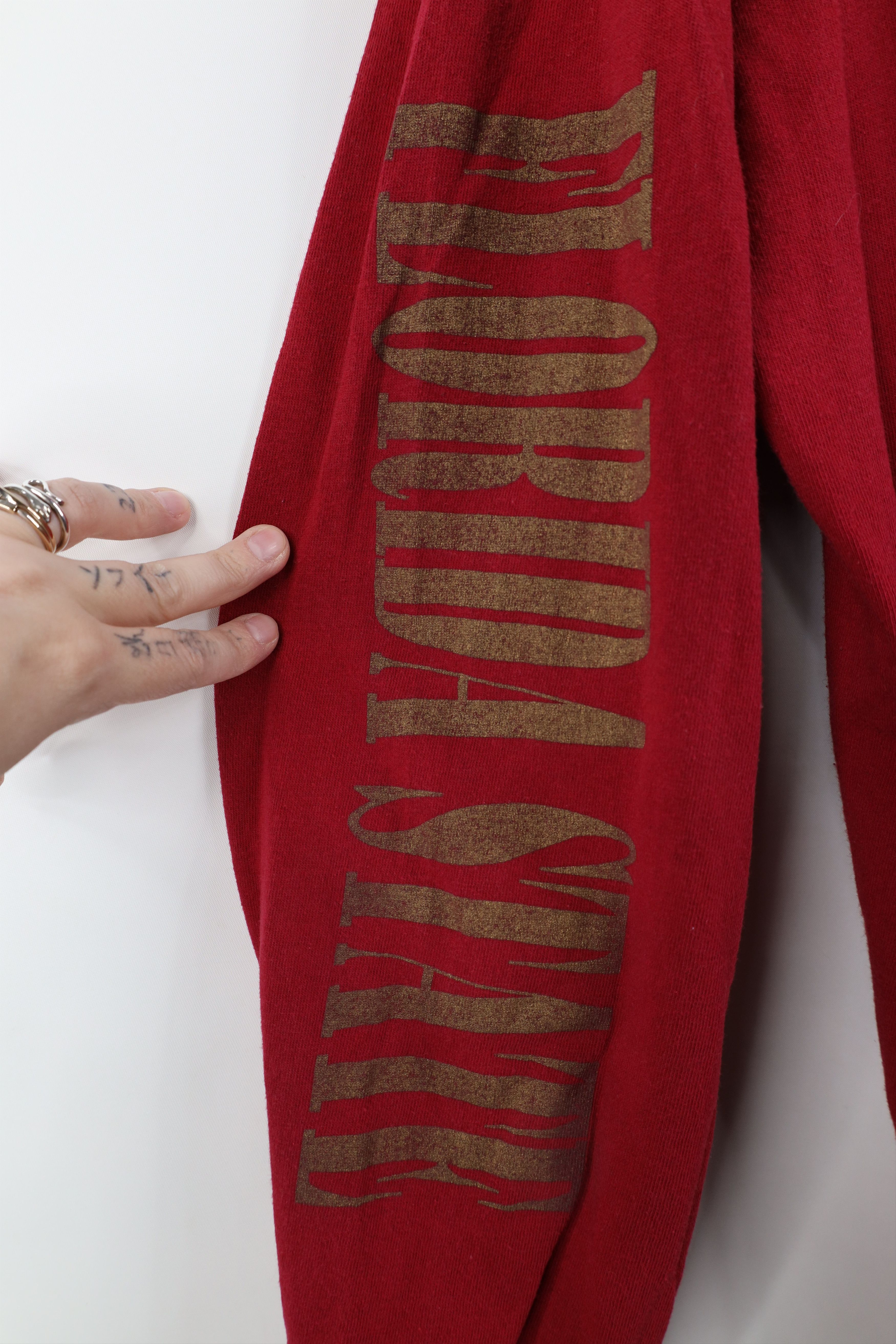 Vintage Vintage 90s State University Long Sleeve T-Shirt Red Cotton Size US L / EU 52-54 / 3 - 10 Thumbnail