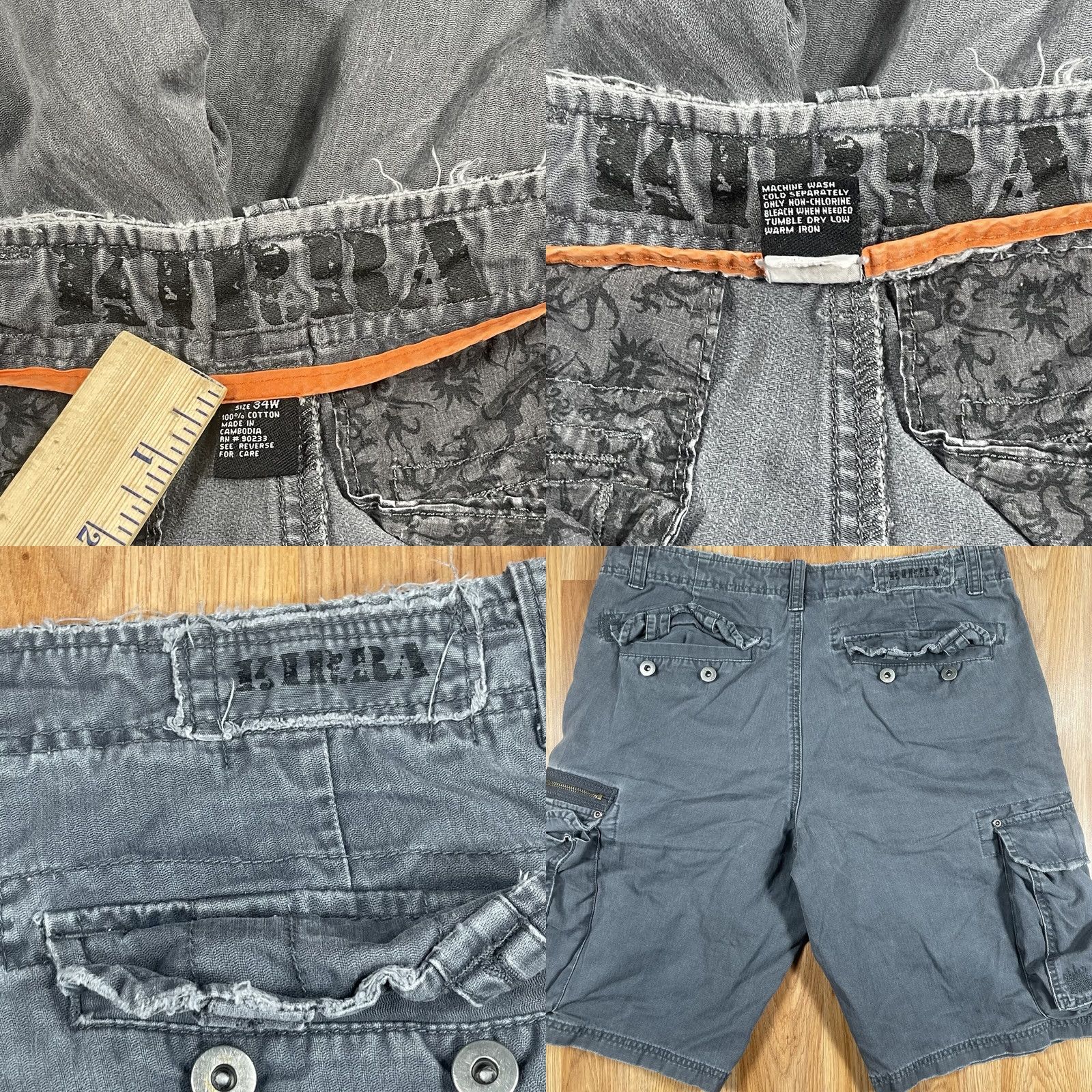 Vintage Kirra Cargo Shorts Mens 34W Gray Khaki Utility Flat Front Pockets 100% Cotton - Vintage - Sales Size US 34 / EU 50 - 8 Thumbnail