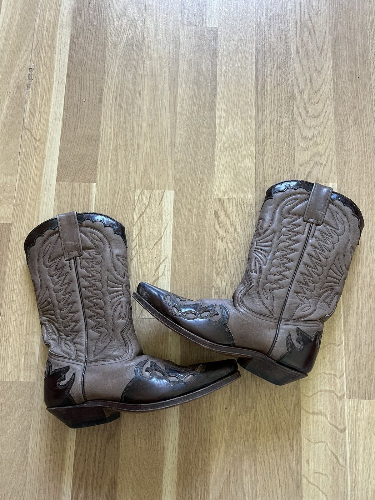 Vintage Vintage cowboy western leather boots sancho style 90 brown Size US 6.5 / IT 36.5 - 2 Thumbnail