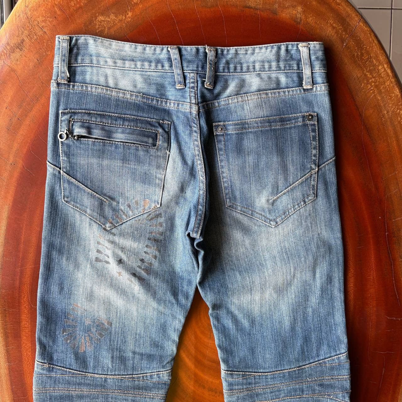 PPFM PPFM Biker Multipocket Zipper Stud Blue Jeans Pants Size US 31 - 4 Thumbnail