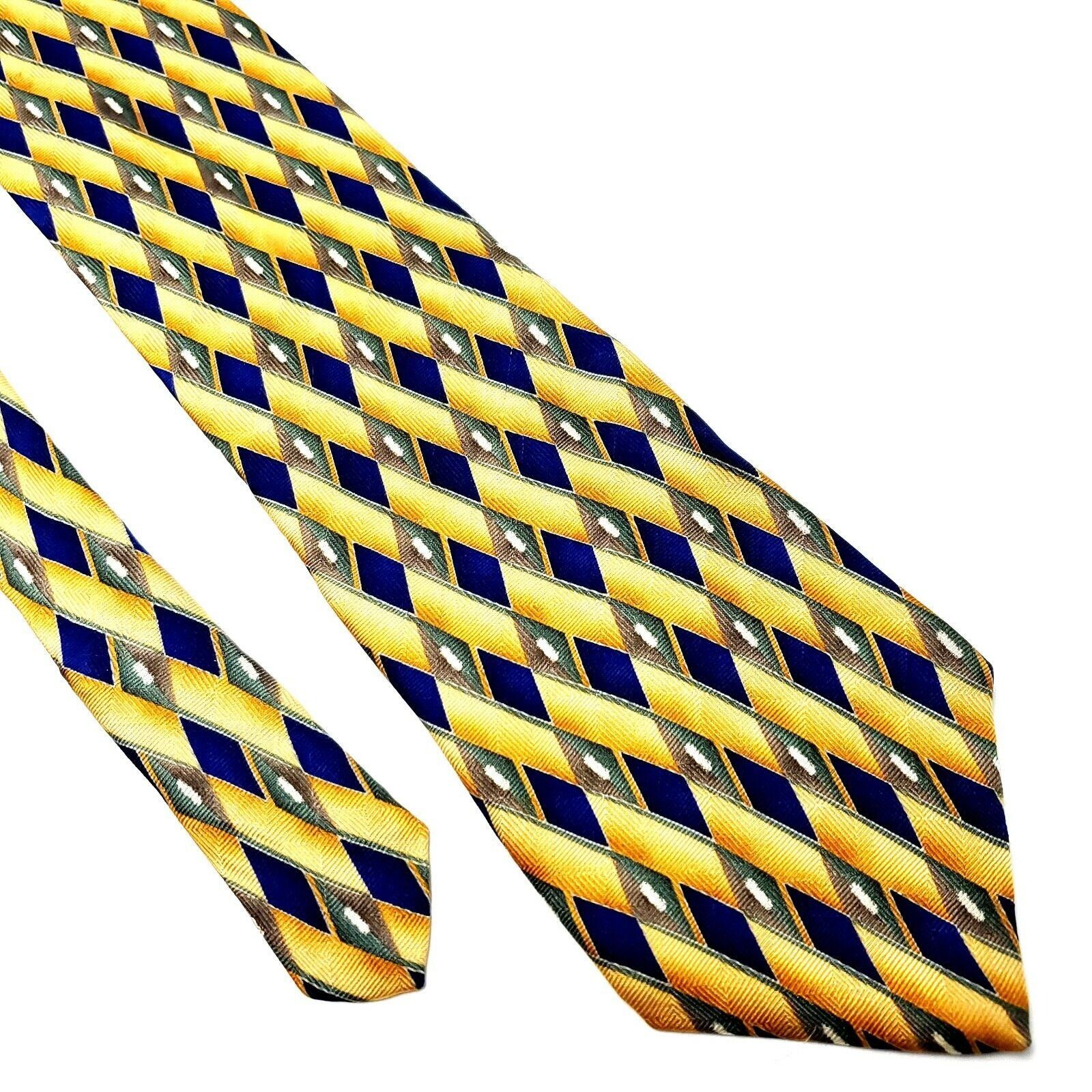 Oscar De La Renta Oscar De La Renta Silk Tie Yellow Print Short Wide Geometric Size ONE SIZE - 1 Thumbnail