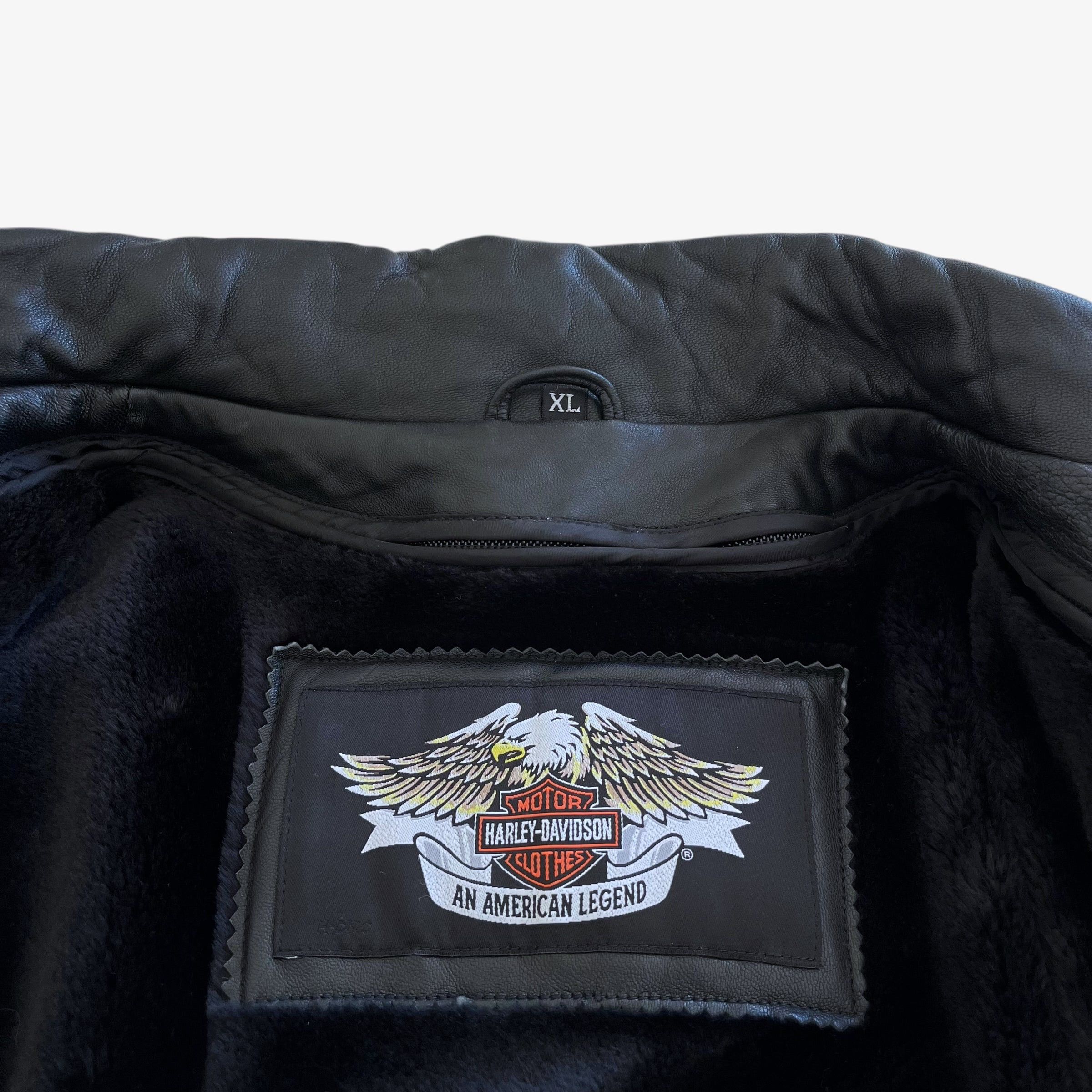 Harley Davidson Vintage 90s Men's Harley Davidson Black Leather Biker Jacket Size US L / EU 52-54 / 3 - 3 Thumbnail