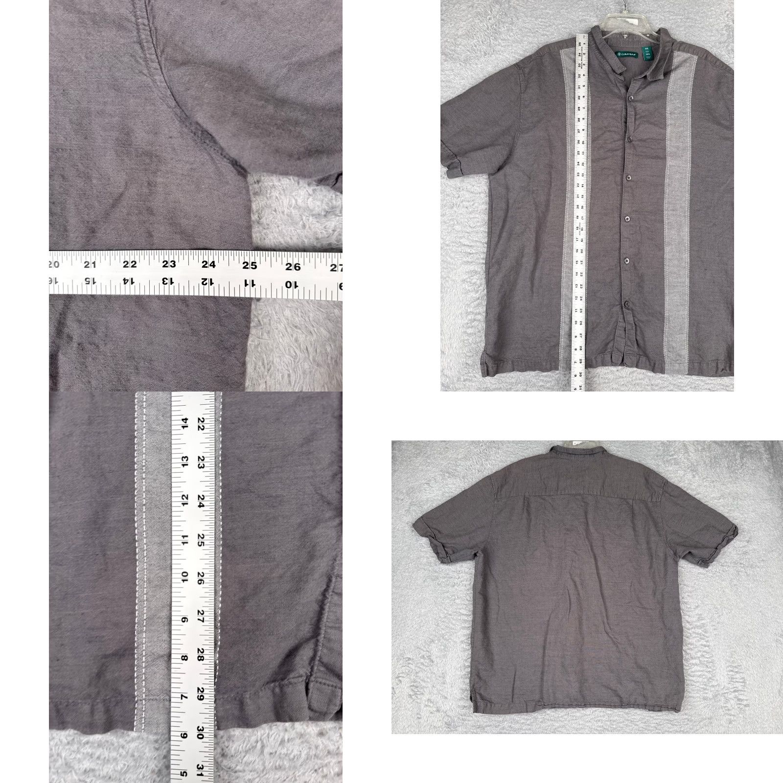 Cubavera Cubavera Shirt 2XL Gray Button-Up Short Sleeve Collared Aloha Beach Hawaiian Vacation Resort Cotton Blend Men’s Size US XXL / EU 58 / 5 - 8 Thumbnail