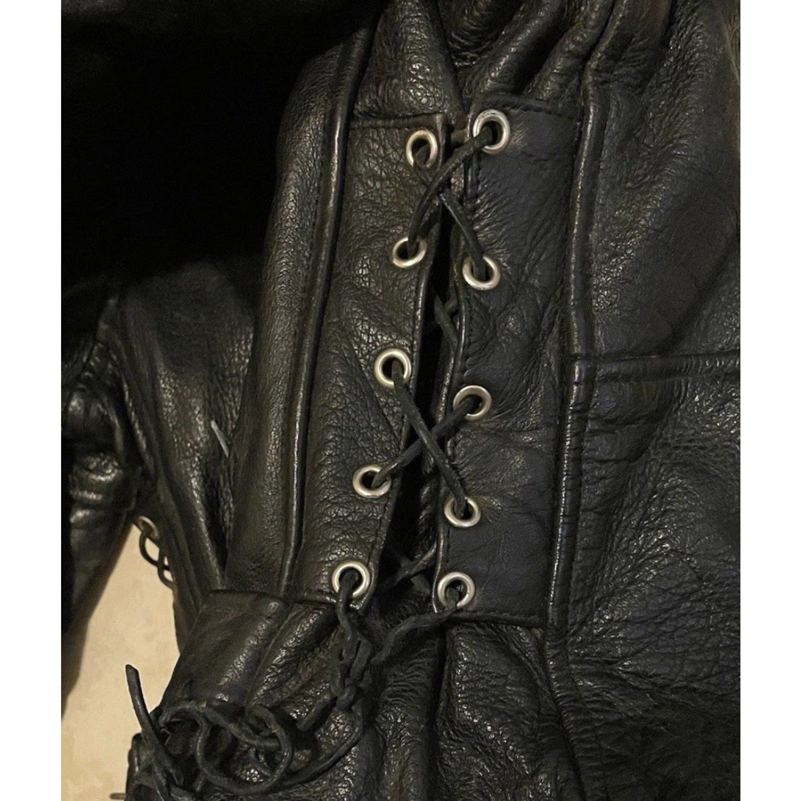 Vintage VINTAGE Cafe Racer Motorcycle Jacket Leather 40 Black Mens Jacket 70s 80s Grunge Rock biker Punk Size US XXS / EU 40 - 2 Thumbnail