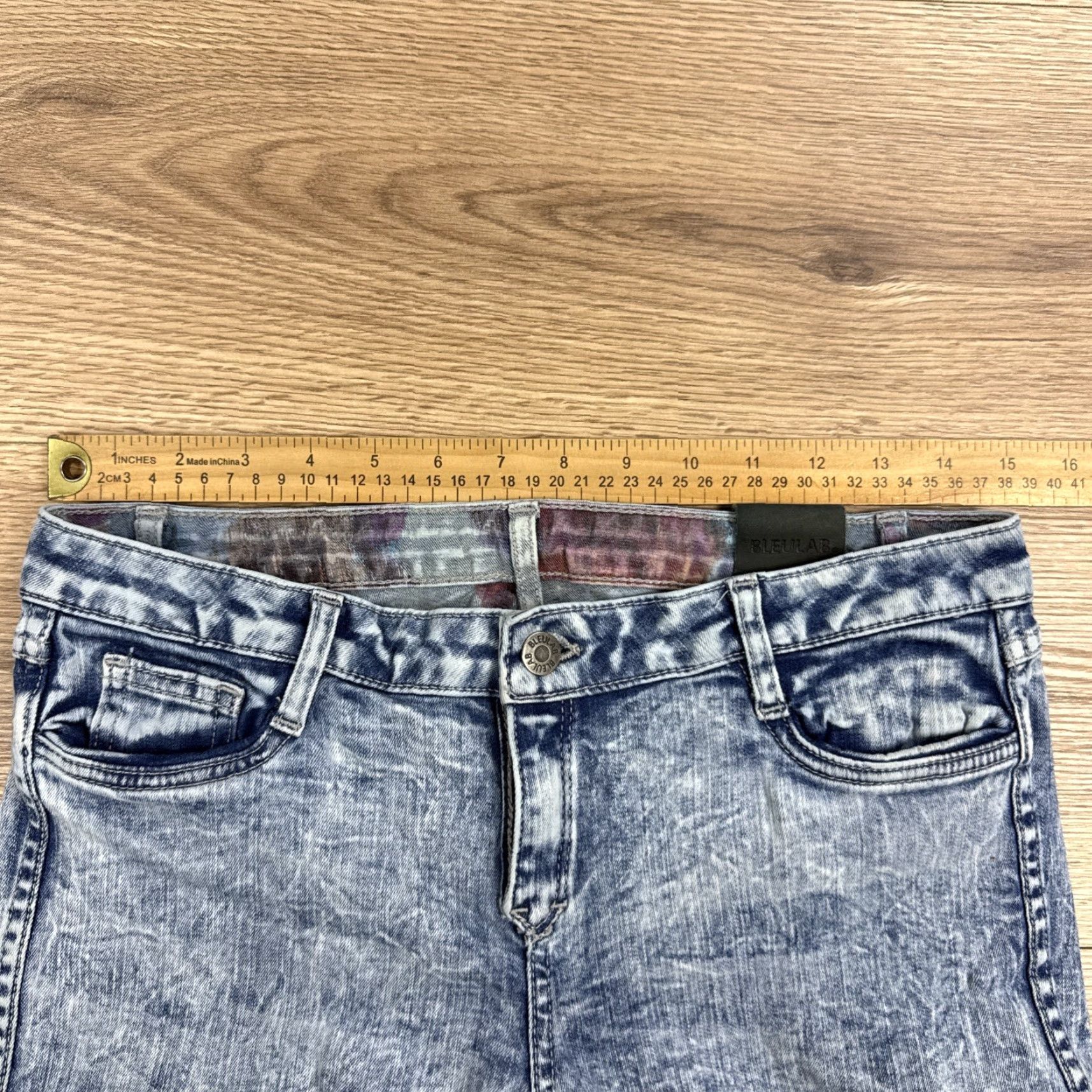 Vintage Bleulab Reversible 8 Pocket Legging Jeans Blue Acid Wash/ Gray Floral Women’s 29 Size 29" - 4 Thumbnail