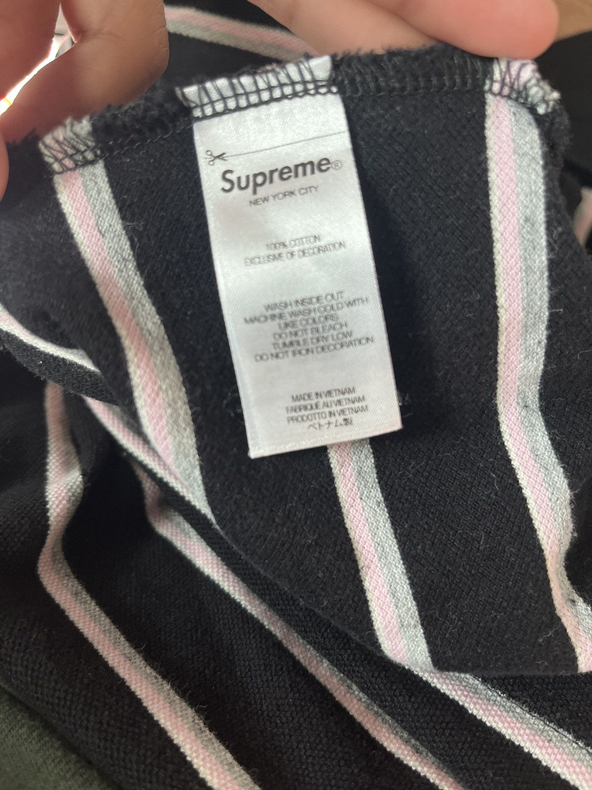 Supreme Supreme washed stripe polo sz XL SS26 black | Grailed