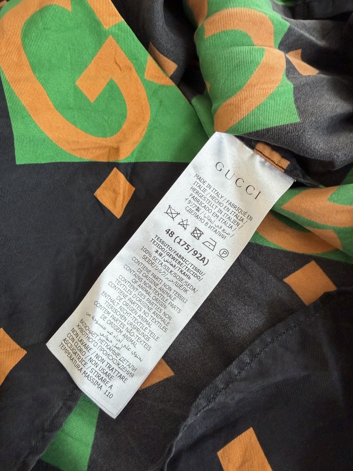 Gucci Gucci GG Monogram Silk Bowling Shirt Size 48 Black Green Size US M / EU 48-50 / 2 - 4 Thumbnail