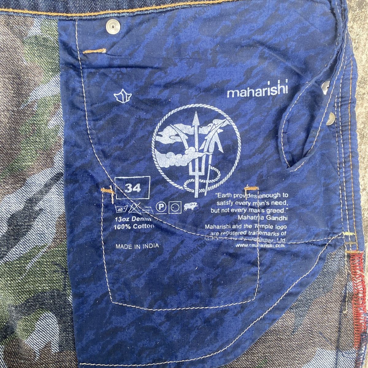 Japanese Brand × Maharishi × Vintage Vintage Maharishi Jeans 13 oz Denim Bonsai Dragon Embroidery Size US 34 / EU 50 - 8 Thumbnail