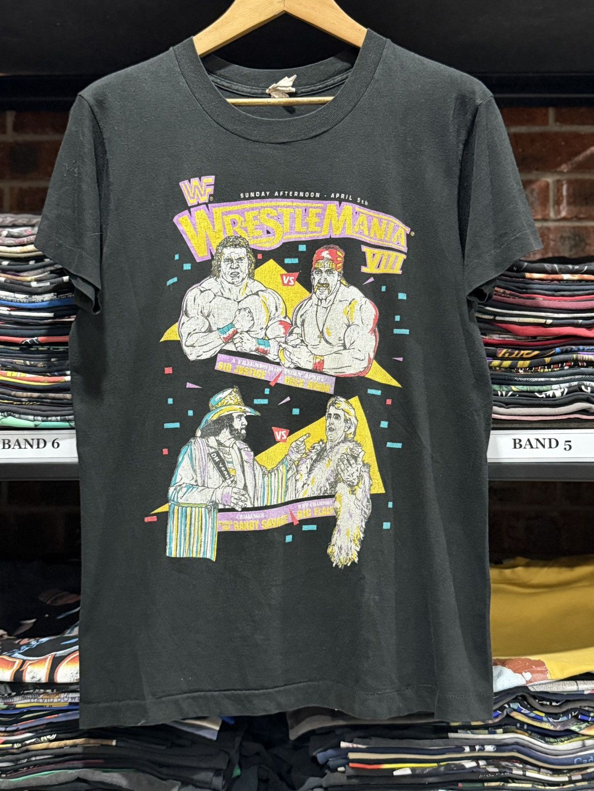 Vintage 90s Wrestle Mania Ric Flair Randy Savage Hulk Hogan Faded Size US XL / EU 56 / 4 - 1 Thumbnail
