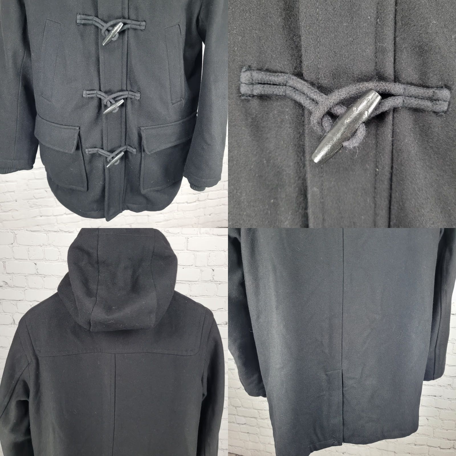 Dockers DOCKERS Coat Wool Blend Black Hooded Insulated Zip Toggle Cuffs Knit Collar Mid-Length Men M Size US M / EU 48-50 / 2 - 8 Thumbnail