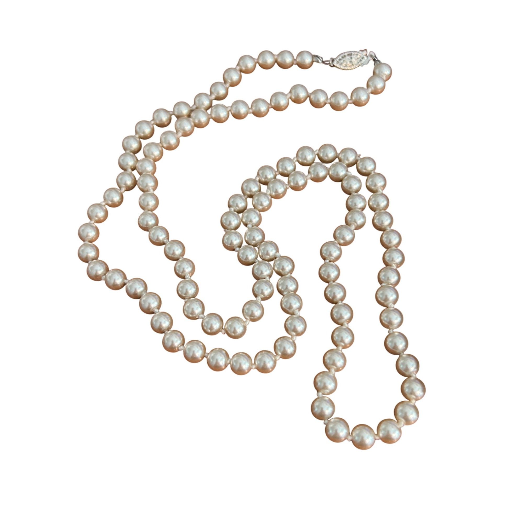 Other Vintage Faux Champagne Pearl Necklace Sterling Silver Hook C Size ONE SIZE - 1 Thumbnail