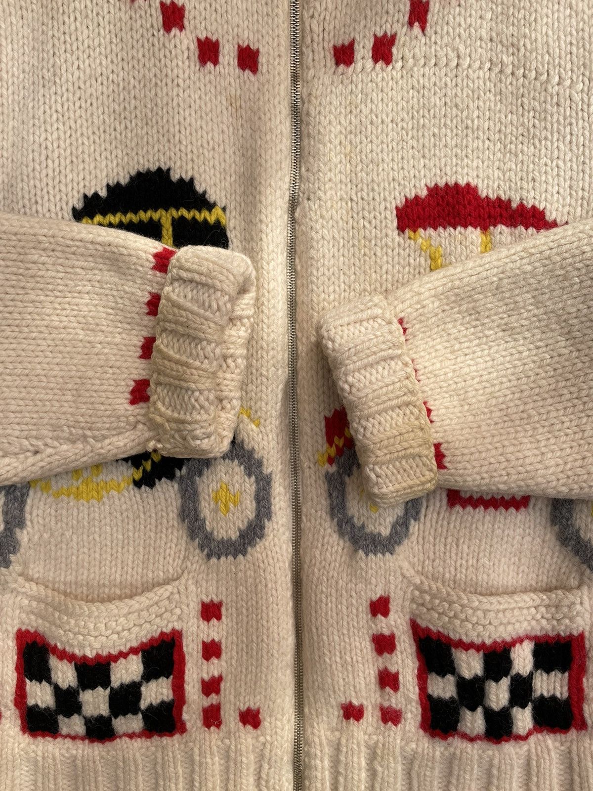 Handmade × Vintage VTG 1950’s Hand Knit Model T Car Wool Cowichan Sweater Size US XL / EU 56 / 4 - 6 Thumbnail