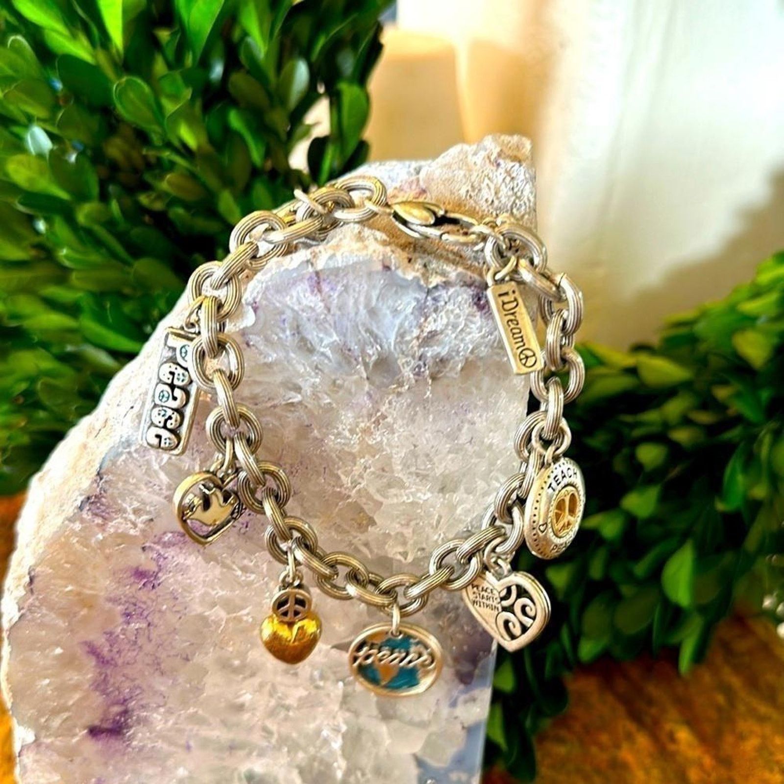 Designer Brighton Retired Charming Silver Bracelet Earth Size ONE SIZE - 1 Thumbnail
