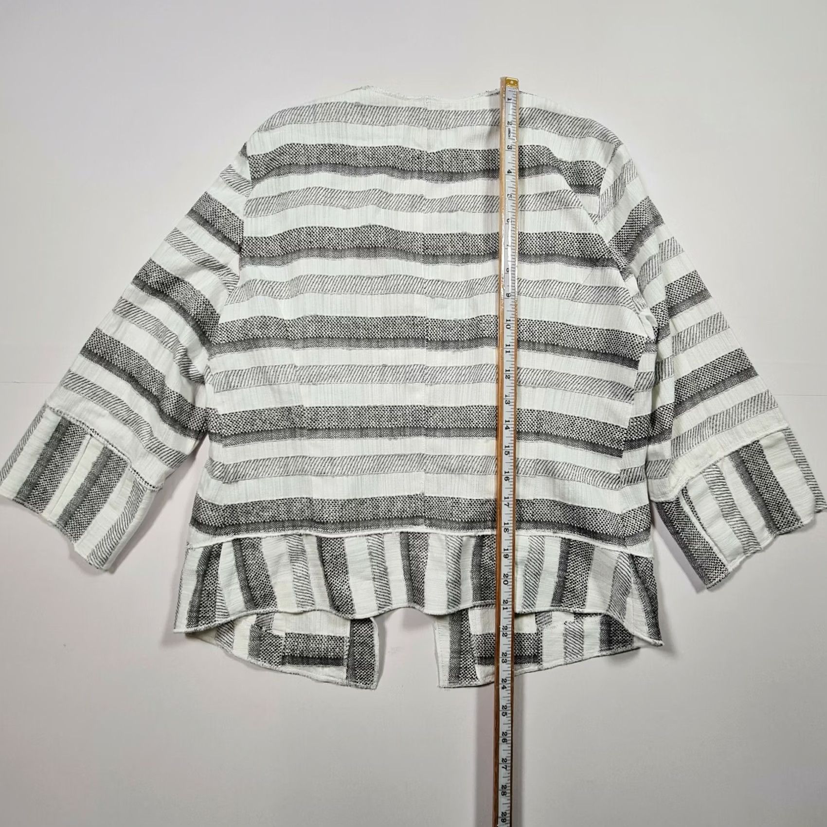 Vintage Betty Barclay Womens Cardigan White 14 UK Striped 3/4 Sleeves Open Front Size XL / US 12-14 / IT 48-50 - 6 Thumbnail