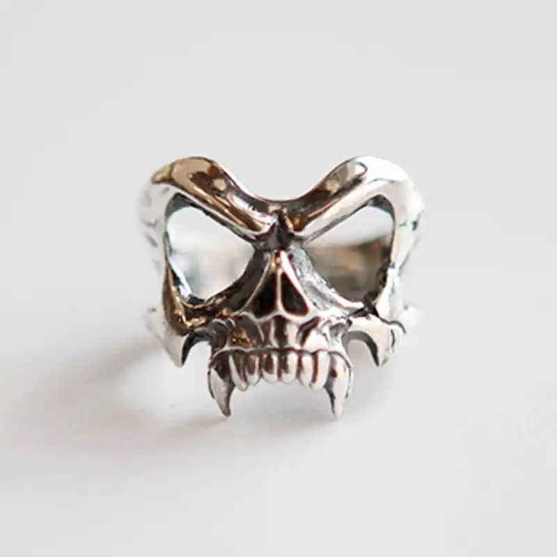 Jewelry 925 Sterling Silver Skeleton Head Punk ​Ring Adjustable Ring Size ONE SIZE - 1 Thumbnail