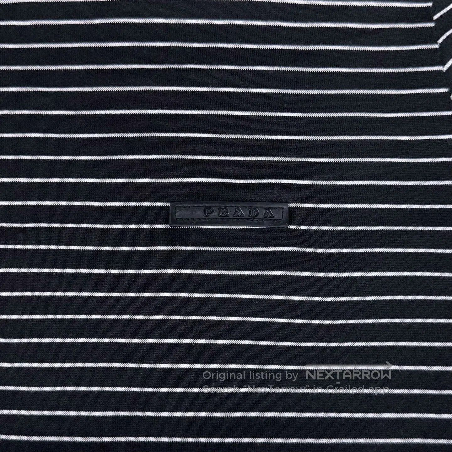 Prada Prada Black and White Striped Logo Lettering Polo Short Sl Size US L / EU 52-54 / 3 - 4 Thumbnail