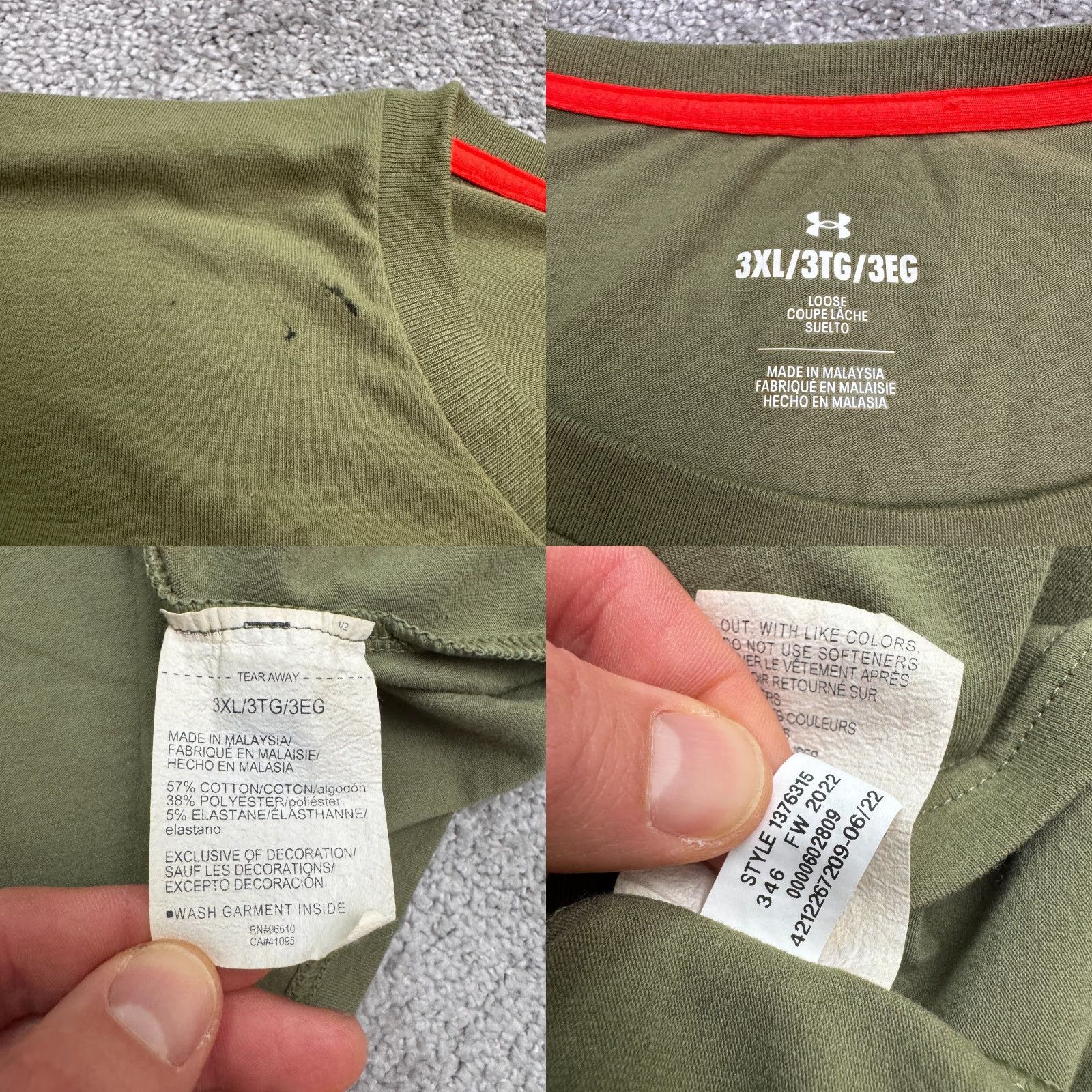 Under Armour Under Armour Freedom T-Shirt Men 3XL Olive Green United By Land Tee Shirt Crew Neck Lightweight Breathable Solid Logo Classic Outdoor Mens Size US XXL / EU 58 / 5 - 8 Thumbnail