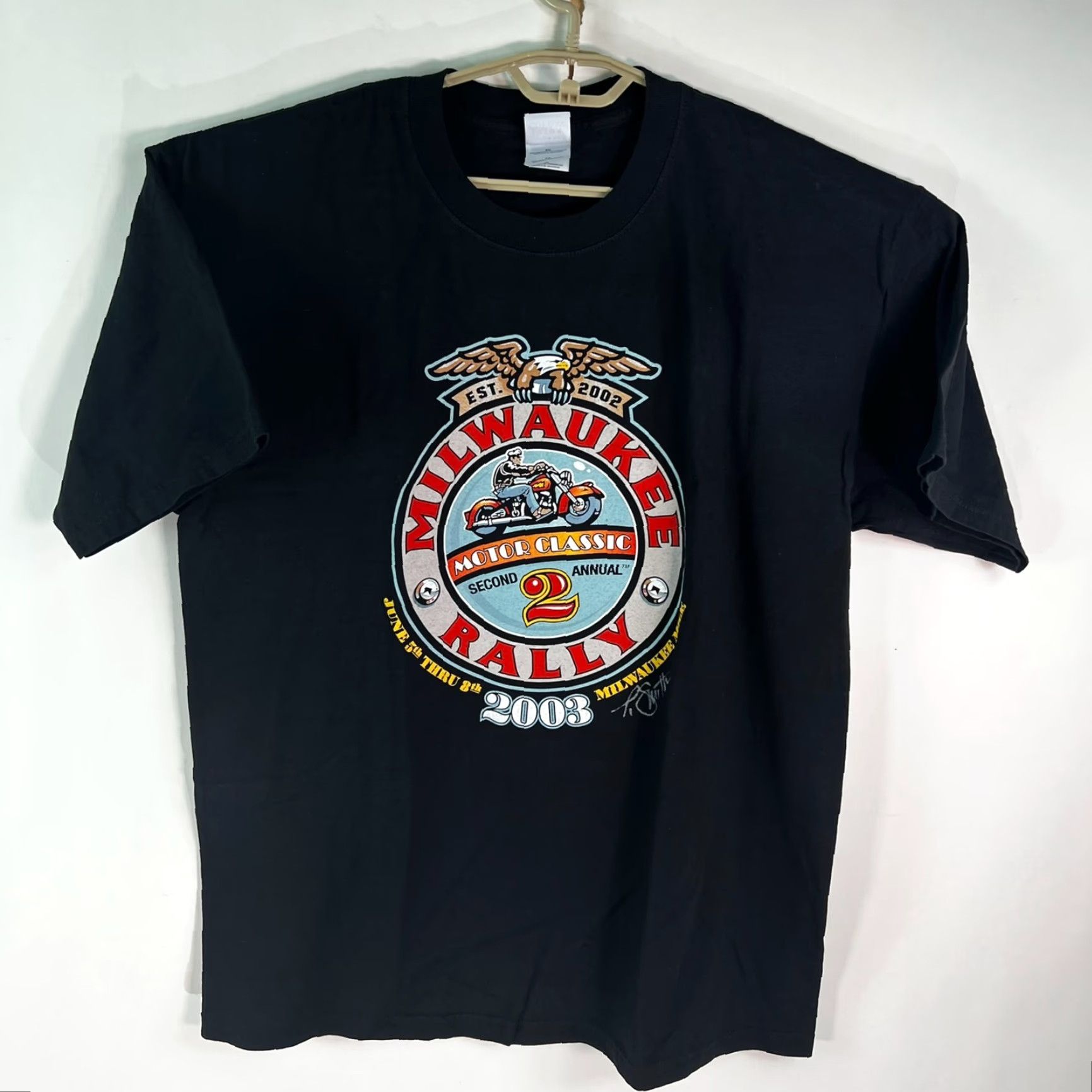 Hanes VINTAGE Harley Davidson Motorcycle HOG Milwaukee Rally Men's T-Shirt XL Black Graphic 2000s Size US XL / EU 56 / 4 - 2 Thumbnail