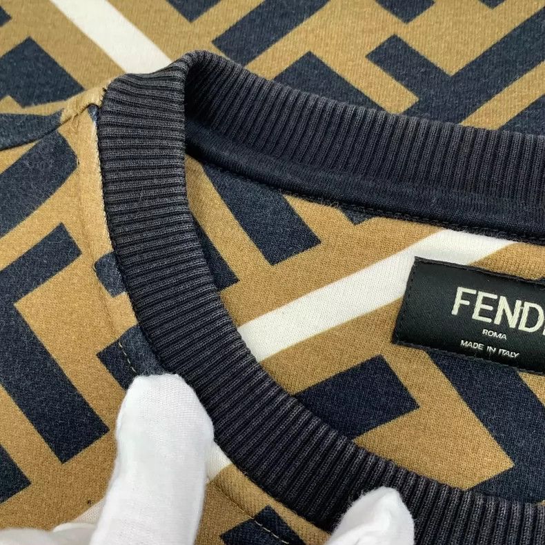 Fendi FENDI Brown logo letter full-print cotton crewneck long-sl Size US XS / EU 42 / 0 - 9 Thumbnail