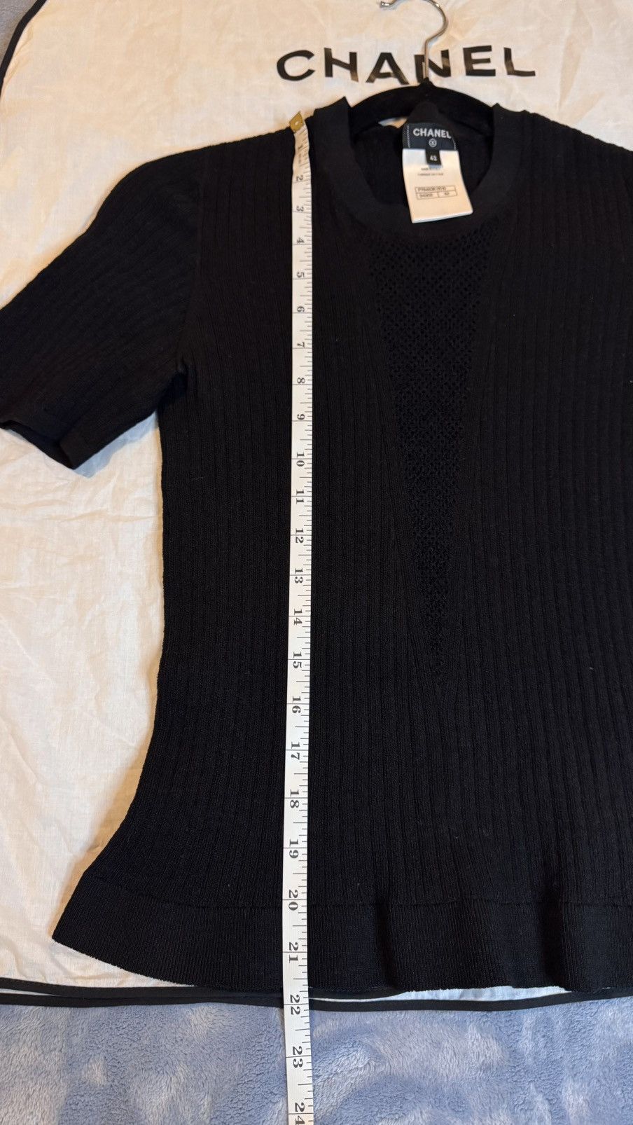 Chanel Chanel Ribbed Knit Top With Mesh Center Panel Size L / US 10 / IT 46 - 15 Thumbnail