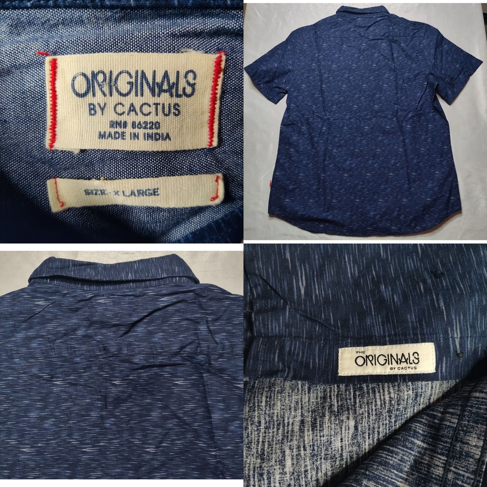 Vintage ORIGINALS BY CACTUS NEW YORK Men XL Blue Marl Short Sleeve Button-Up Shirt EUC Size US XL / EU 56 / 4 - 9 Thumbnail