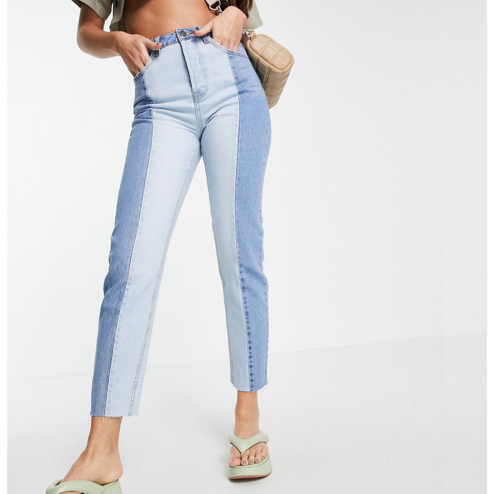Other ASOS STR Two Tone High Rise Straight Leg Jeans Size 2 Size 26" / US 2 / IT 38 - 6 Thumbnail