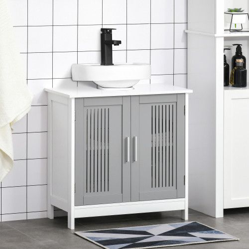 Designer × Homemade kleankin Modern Under Sink Cabinet with 2 Doors, Pedestal Un Size US L / EU 52-54 / 3 - 2 Thumbnail
