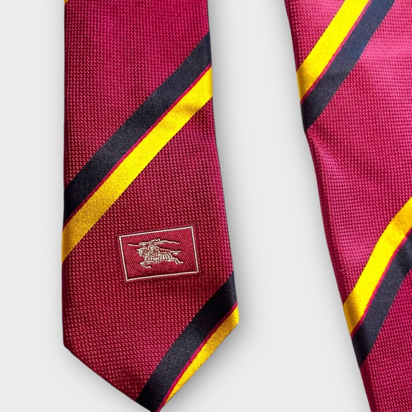 Burberry BURBERRY berry, navy & gold diagonal stripe silk tie Size ONE SIZE - 3 Thumbnail