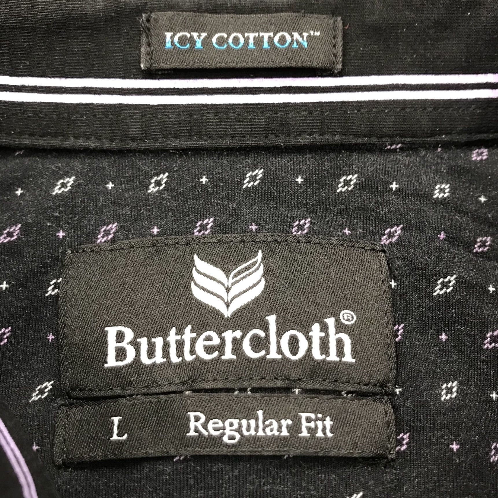 Vintage Buttercloth Mens Shirt Large Black Geometric Classic Designer Button-Up Casual Cotton Icy/Contrast? Size US L / EU 52-54 / 3 - 5 Thumbnail