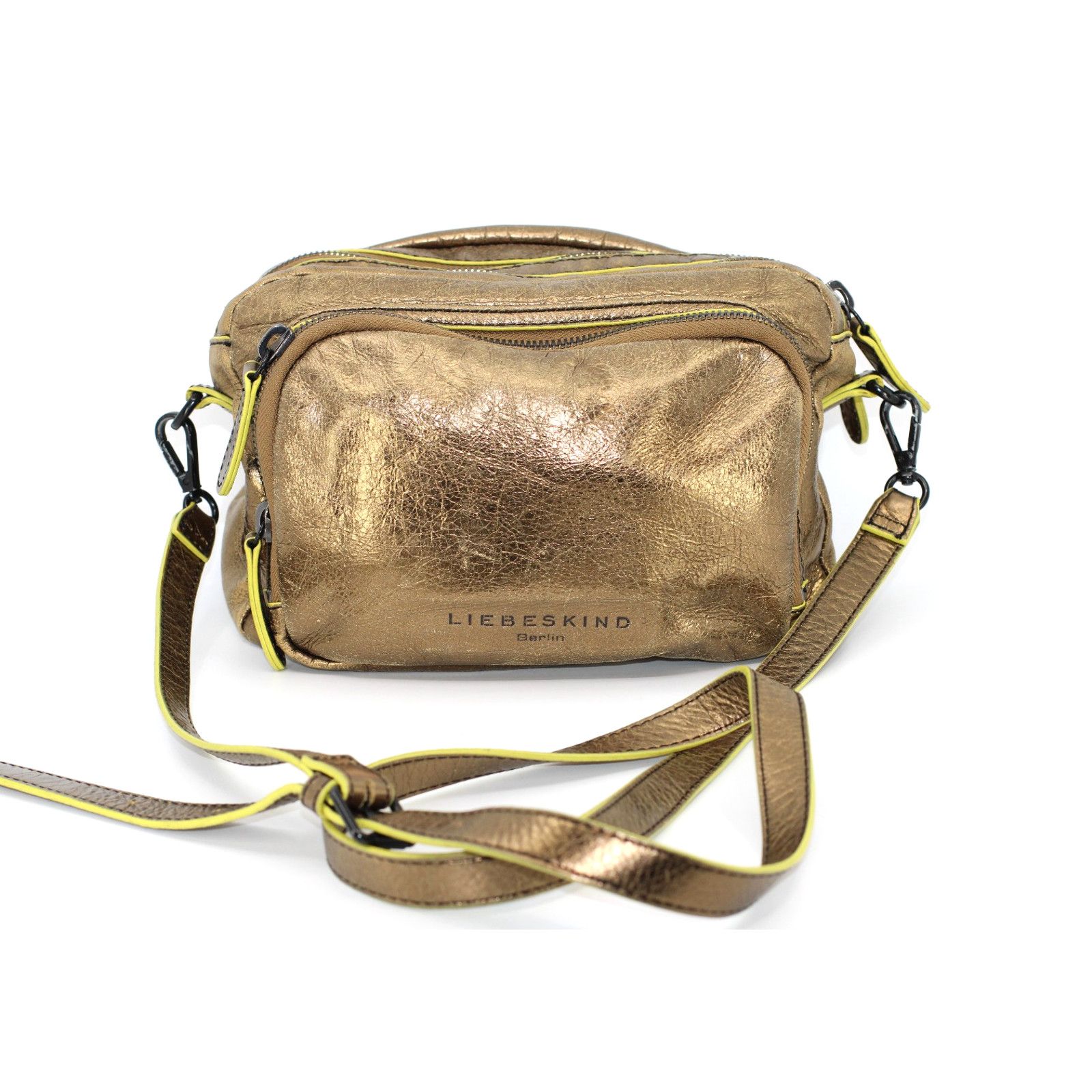 LIEBESKIND Metallic Bronze Compartment Leather Crossbody Bag