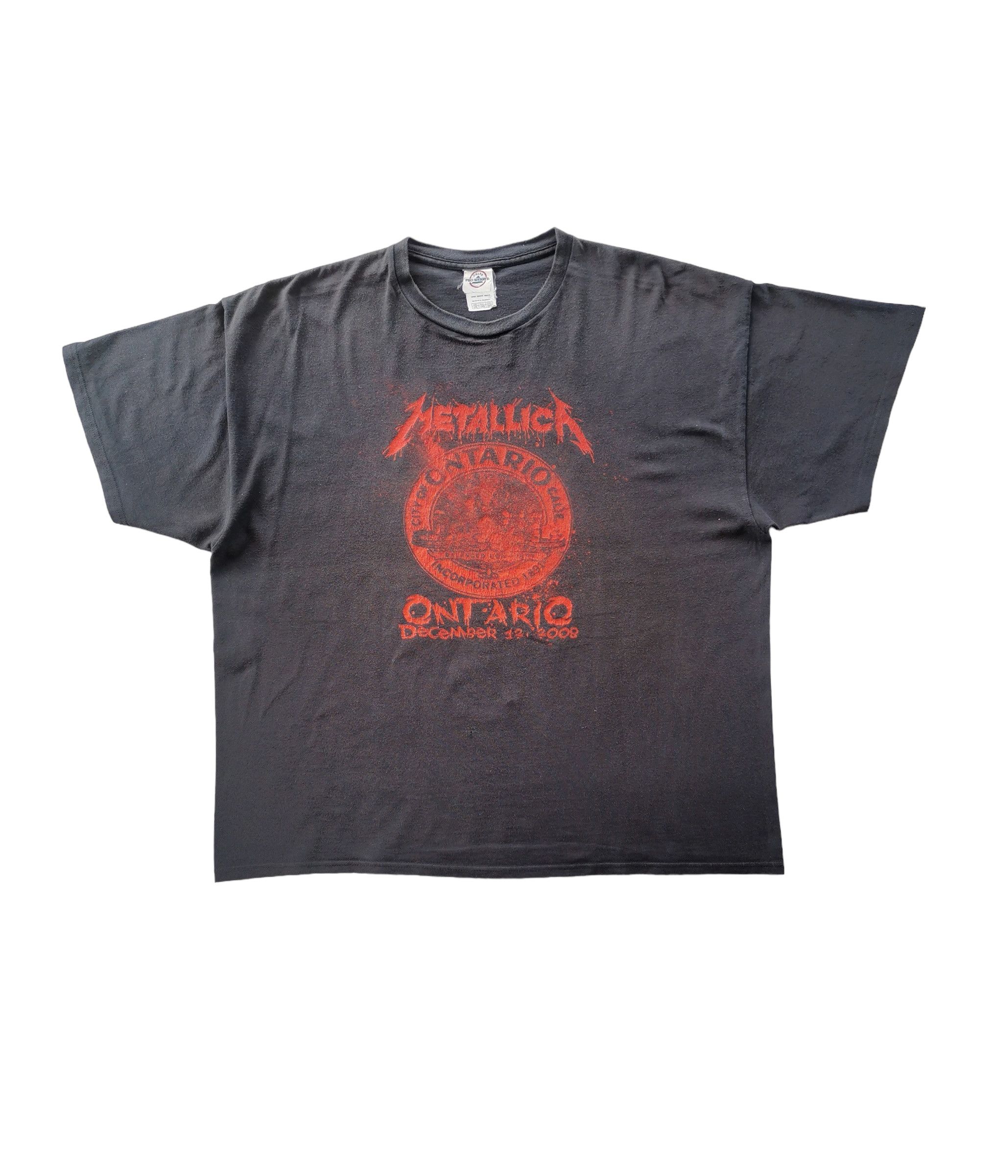 image of Band Tees x Metallica Vintage Metallica Band Ontario Tour 2008 Tshirt in Black, Men's (Size 2XL)