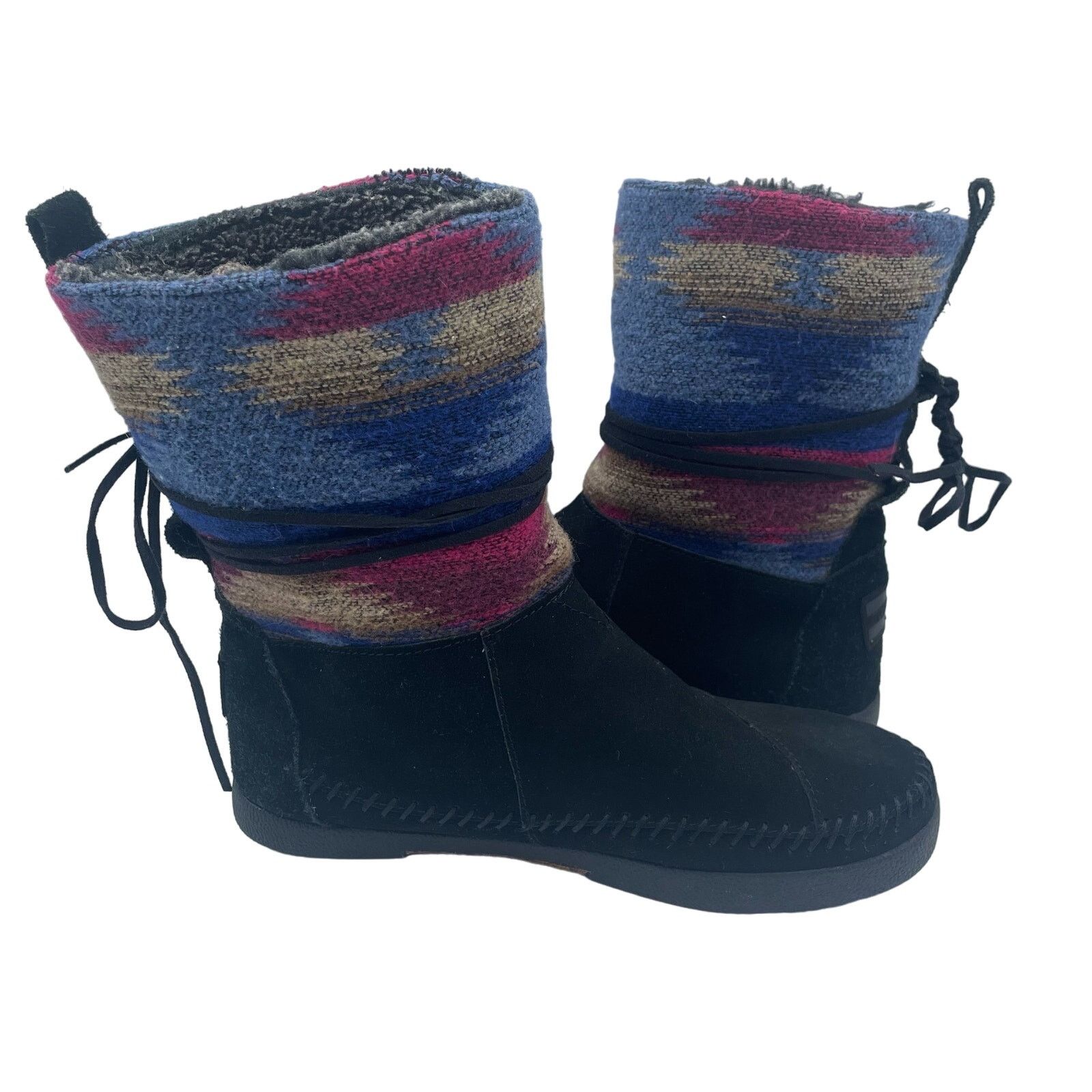 Toms TOMS Nepal Boots Aztec Black Leather Faux Fur Lined Sock 6.5 Size US 6.5 / IT 36.5 - 5 Thumbnail