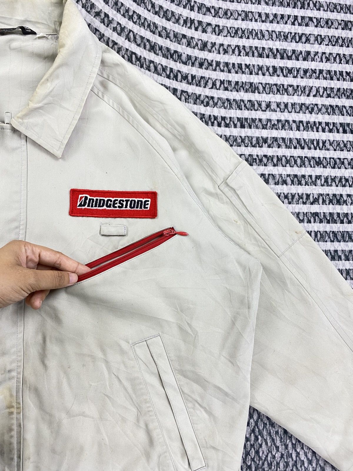 Japanese Brand Vintage Bridgestone Stain Racing Sports Zipper Jacket Size US L / EU 52-54 / 3 - 8 Thumbnail