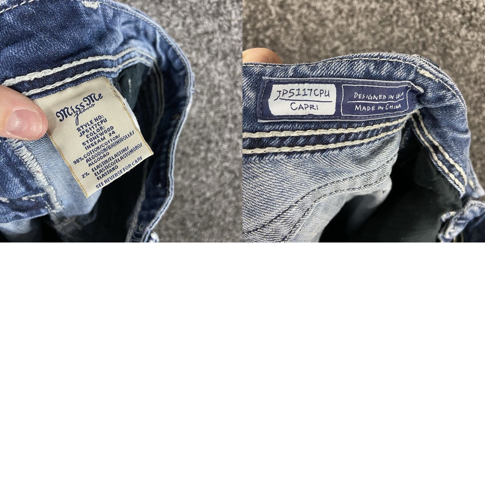 Miss Me Miss Me Capri Heavy Stitch Studded Blue Jeans Women’s 26 Size 26" / US 2 / IT 38 - 9 Thumbnail