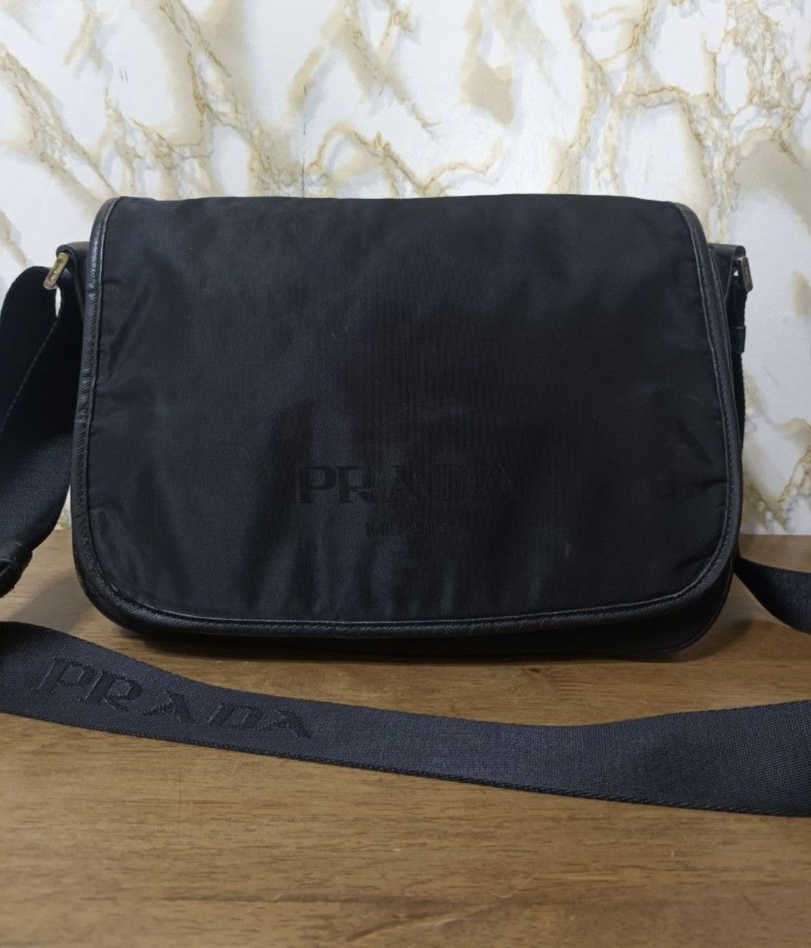 Prada Authentic Prada All Black Messenger Bag Size ONE SIZE - 1 Thumbnail