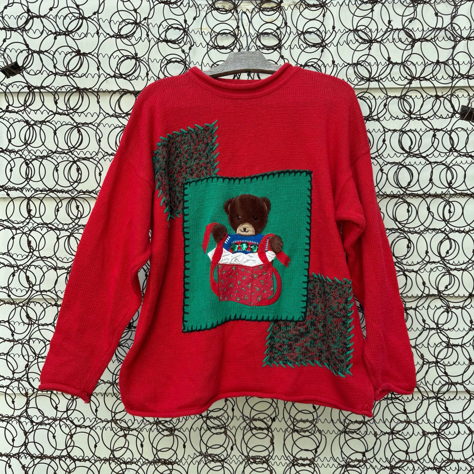 Vintage 90s Red Teddy Bear Christmas Sweater Nostalgia SMALL Size S / US 4 / IT 40 - 1 Thumbnail