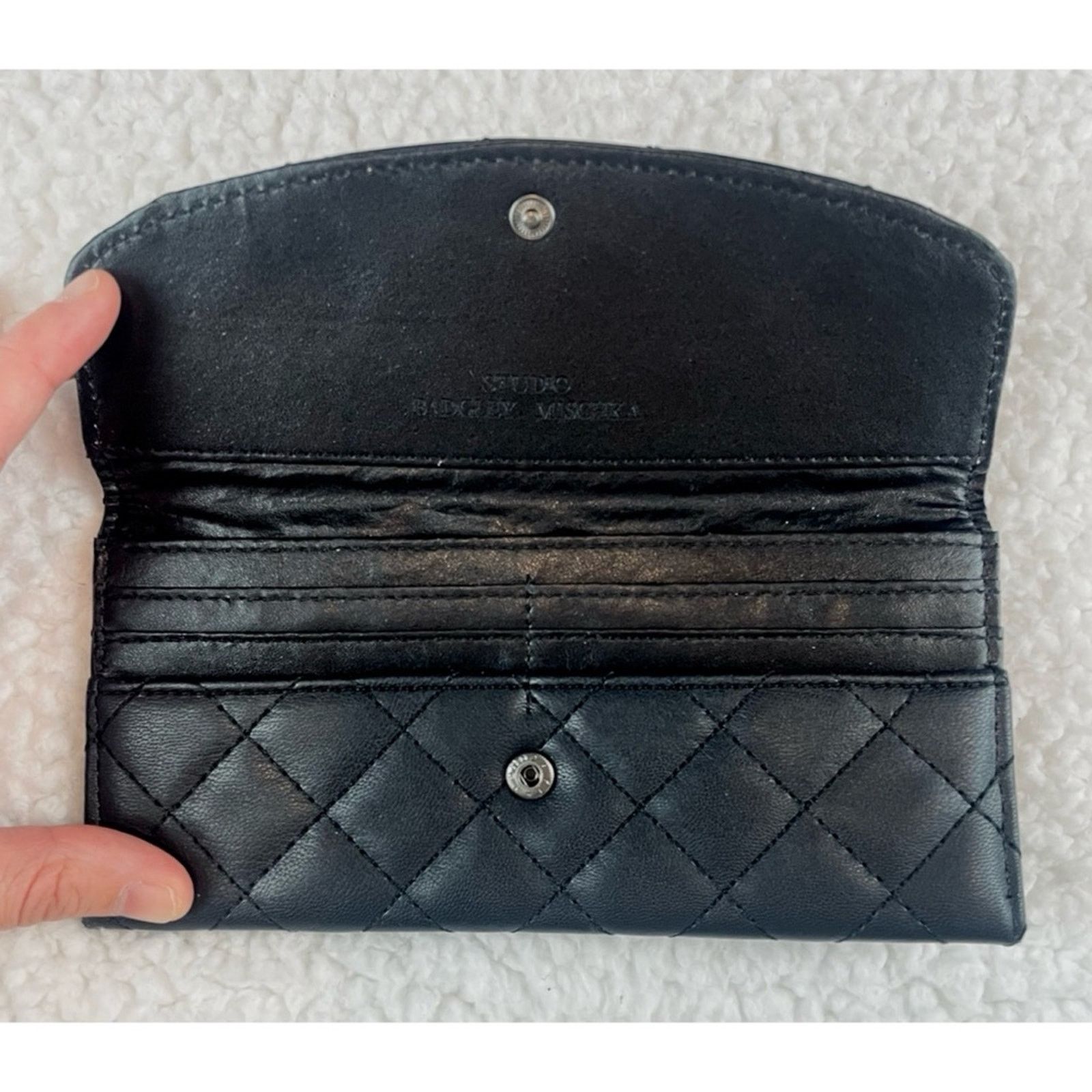Badgley Mischka BADGLEY MISCHKA • Black Diamond Quilted Vegan Leather Wallet Size ONE SIZE - 5 Thumbnail