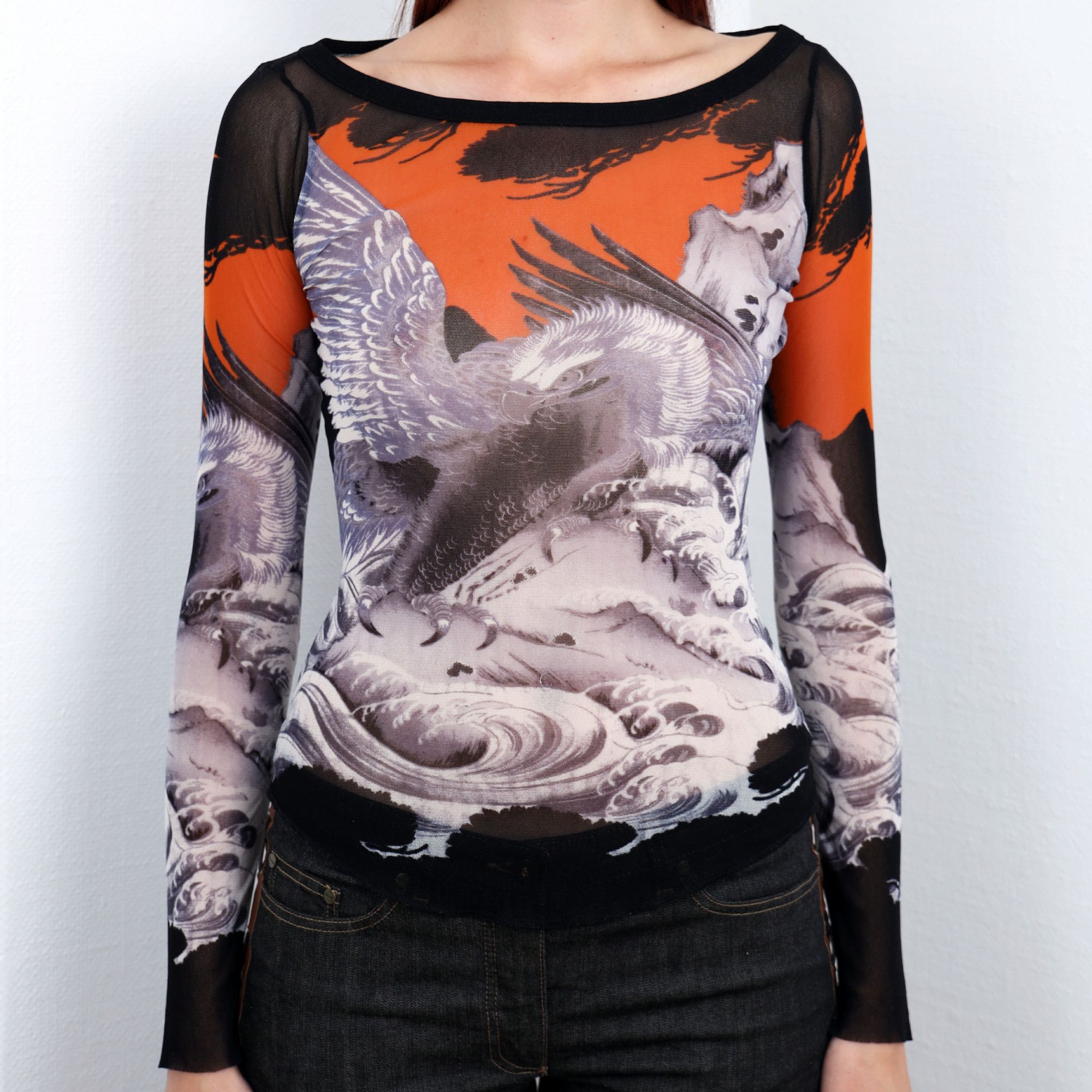 image of Jean Paul Gaultier 1990S Japanese Eagle Mesh Top, Women's (Size Small)